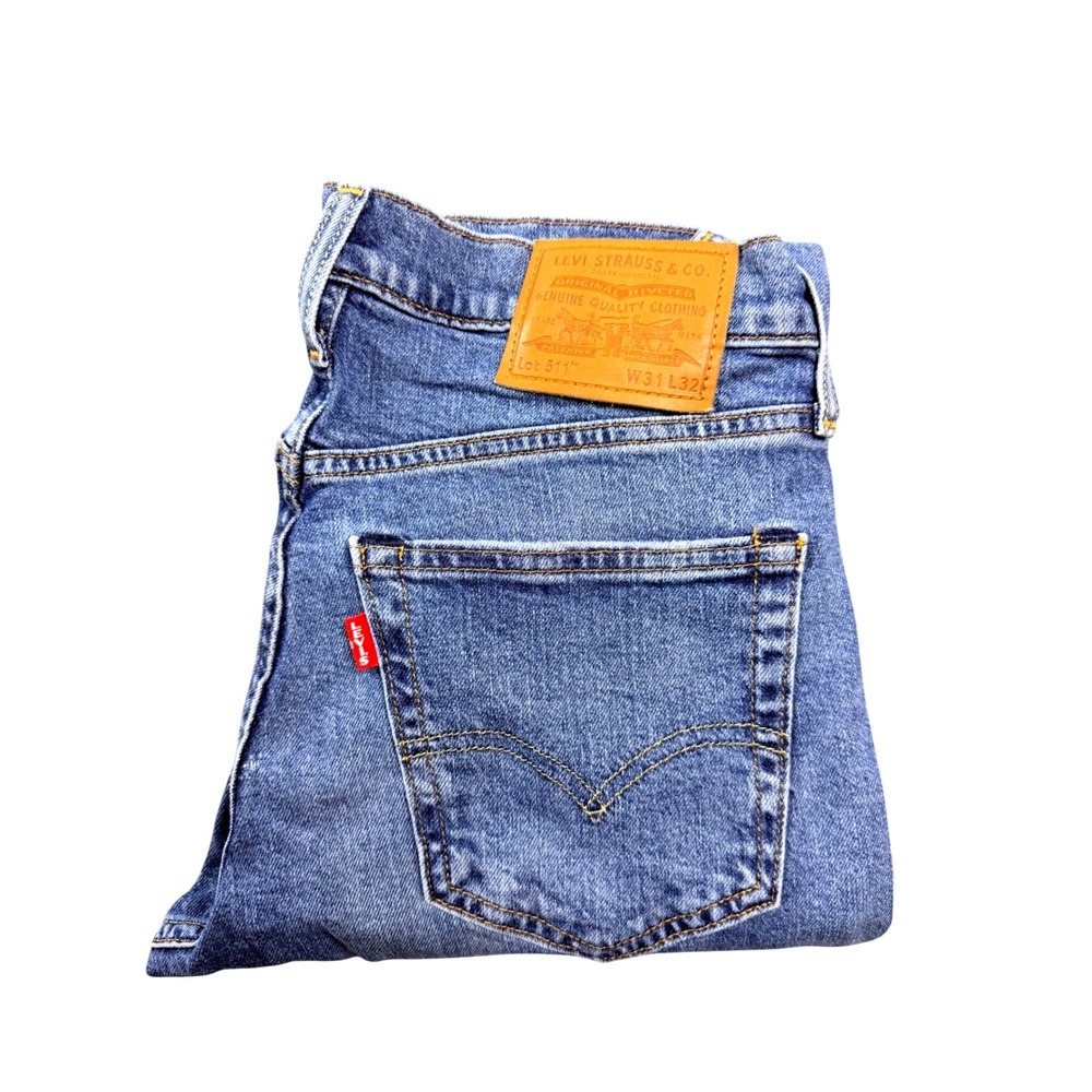 Levis 511 Slim Fit Jeans Mens 31x32 Blue Medium Wash Big E Denim 04511-5242‎ Y2K